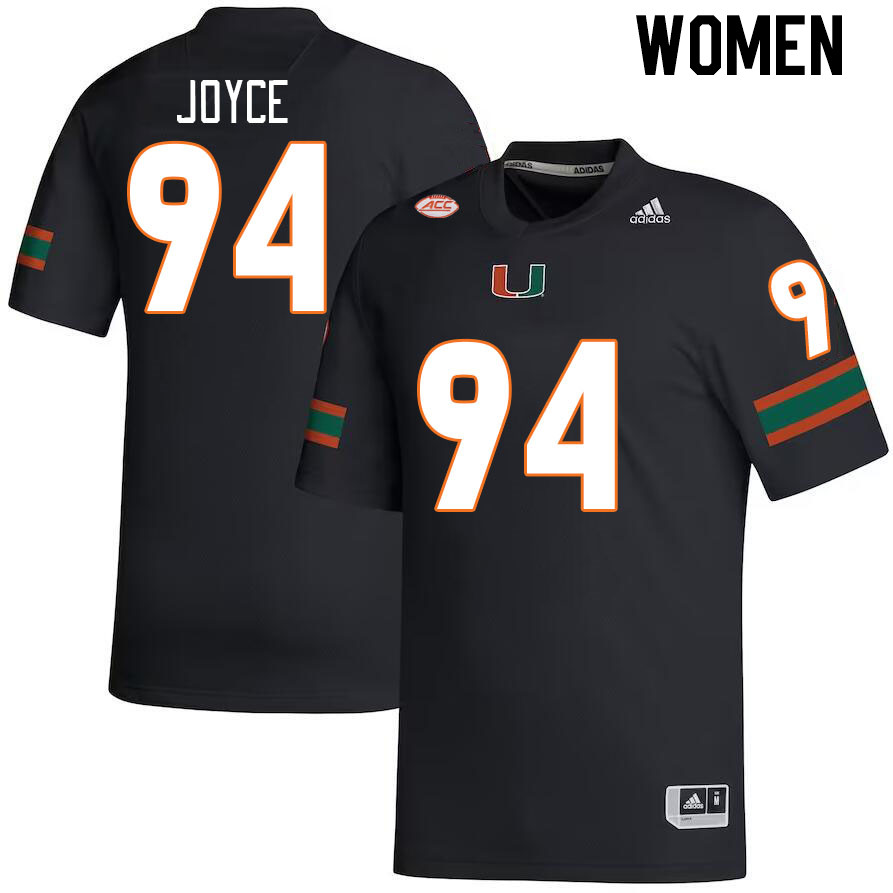 Women #94 Dylan Joyce Miami Hurricanes College Football Jerseys Stitched-Black - Click Image to Close